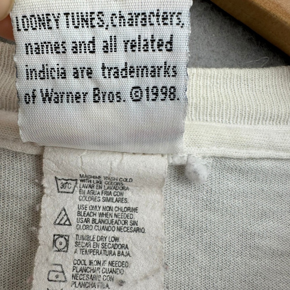 1998 Looney Tunes Tweety Bird Warner Bros White Shirt SZ M VTG 90s USA Baggy - Picture 5 of 11